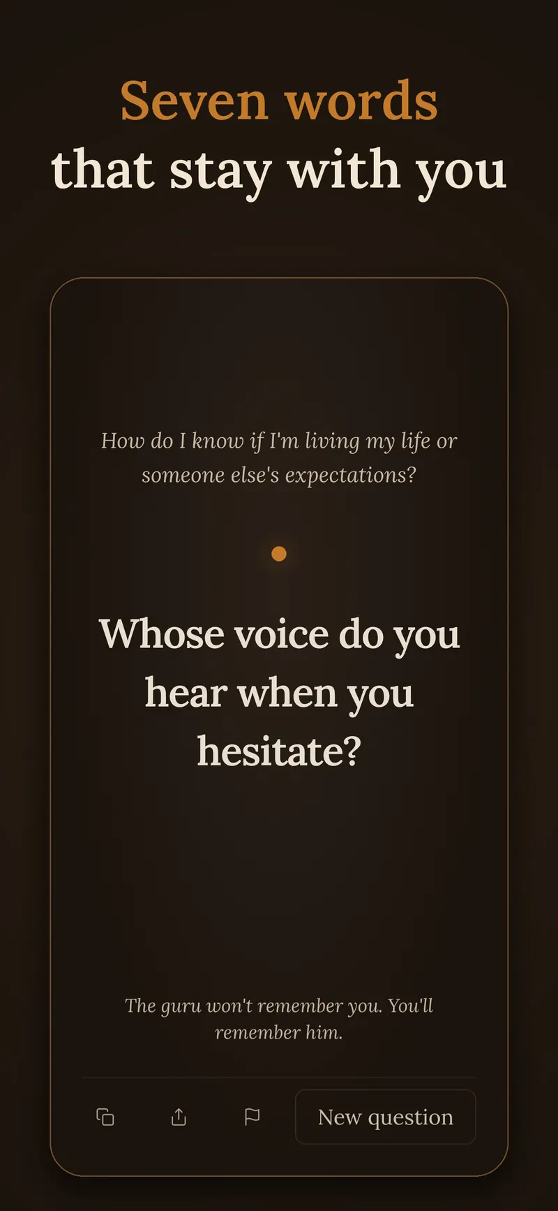 App screen: Seven words that stay with you