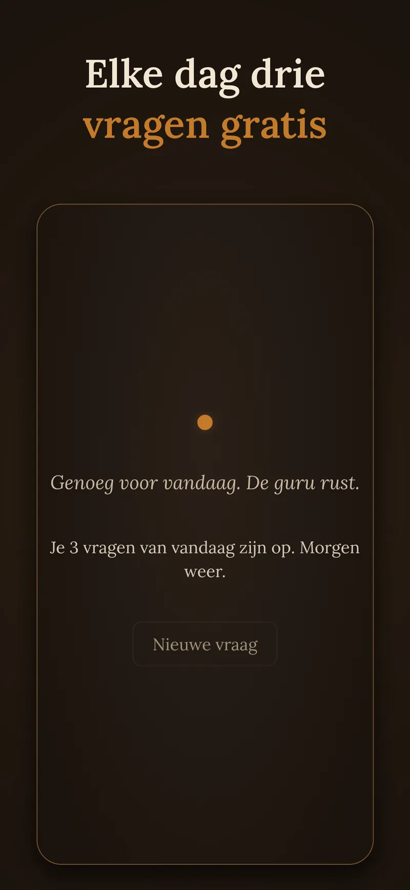 App-scherm: Elke dag drie vragen gratis